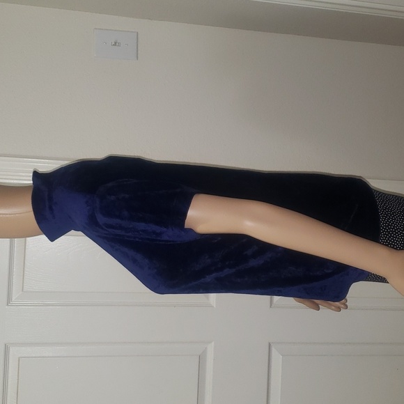 Telluride Clothing xl velvet royal blue mock neck cap sleeve stretchy top - Picture 5 of 7